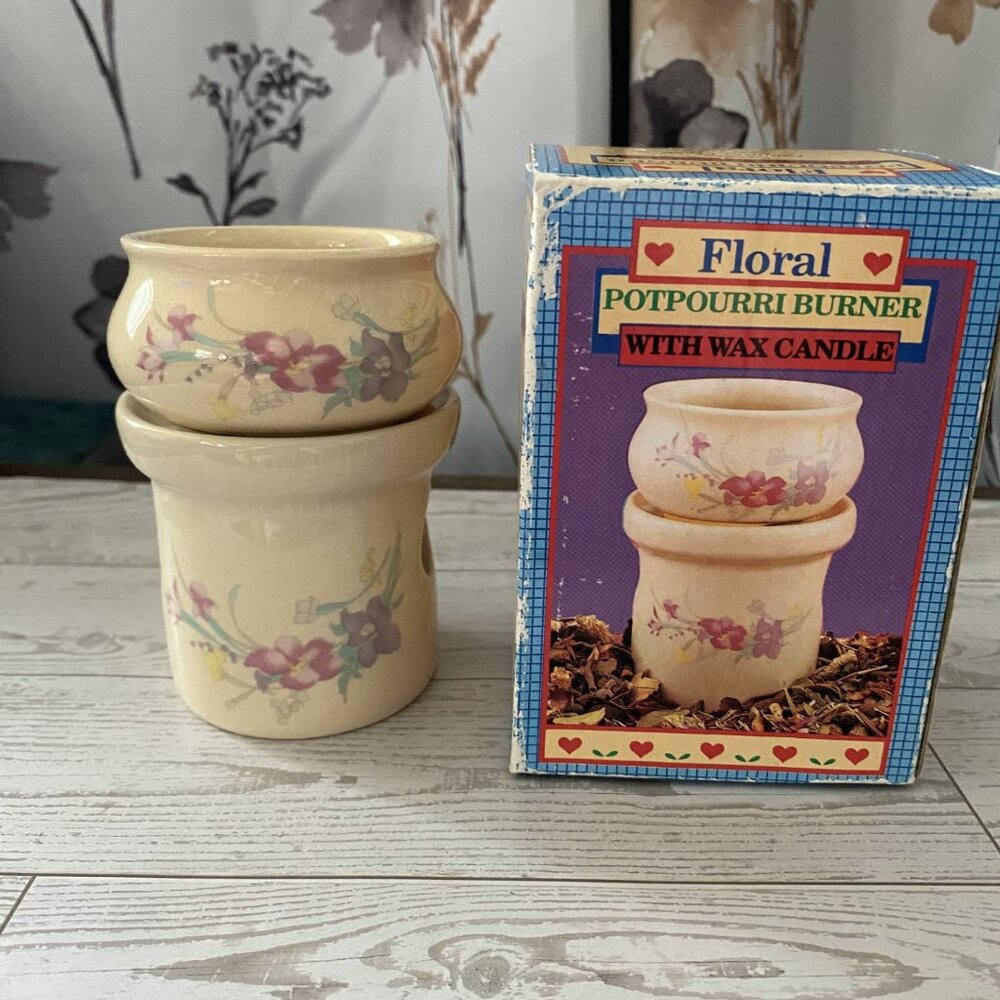 Vintage Floral Potpourri Burner w/ Box – 90s Giftco Ceramic